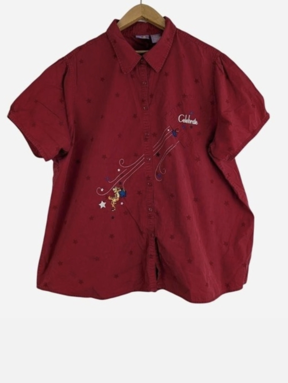 Vintage 90s Disney Tigger Celebrate Embroidered Button Up Shirt Plus 26W